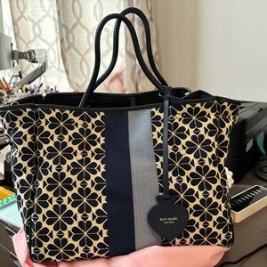 Kate Spade Flower Jacquard Stripe Everything Medium Tote Blue Multi